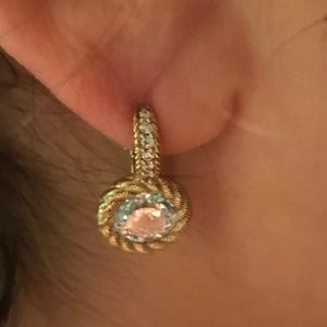 Judith Ripka CZ 925 Gold Tone Earrings